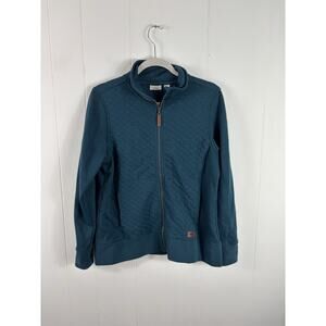 LL Bean Women's Quilted Full-Zip Sweatshirt Cotton Blend Classic Ocean Teal M
